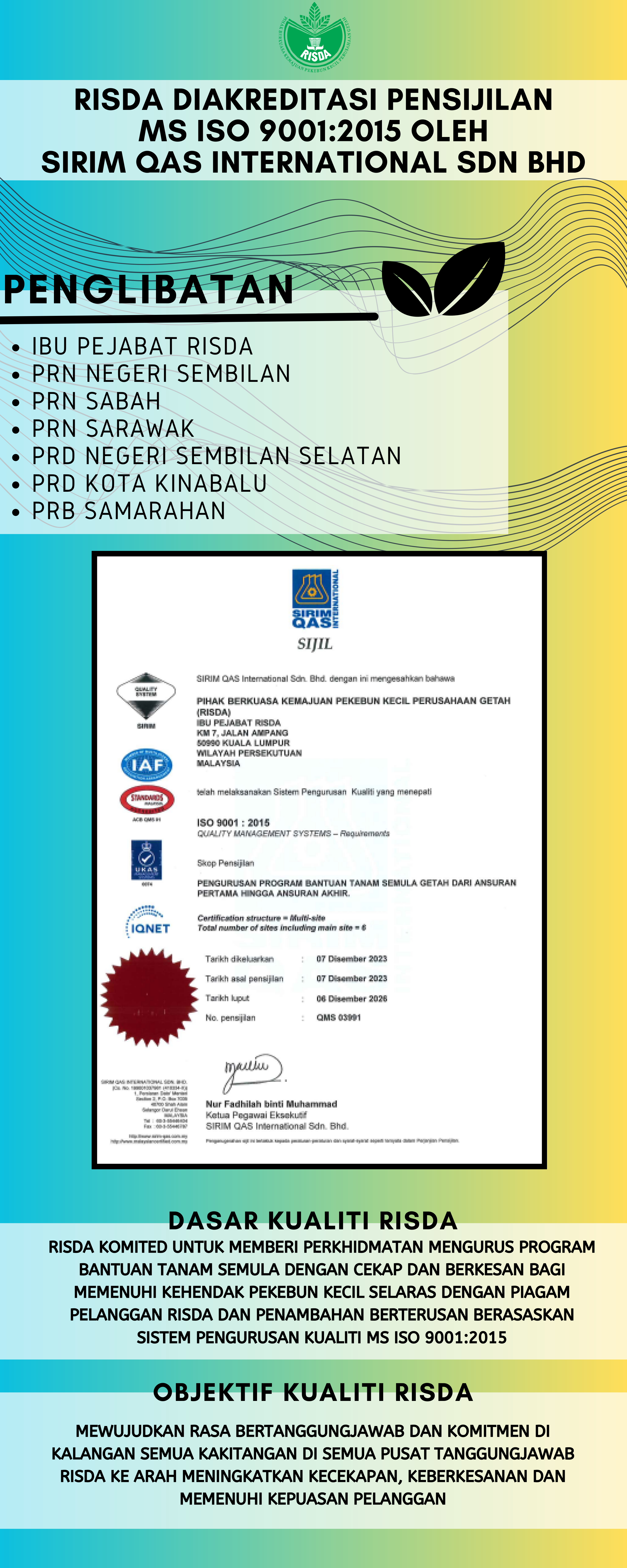 KE ARAH PELAKSANAAN MS ISO 9001 2015 RISDA P1